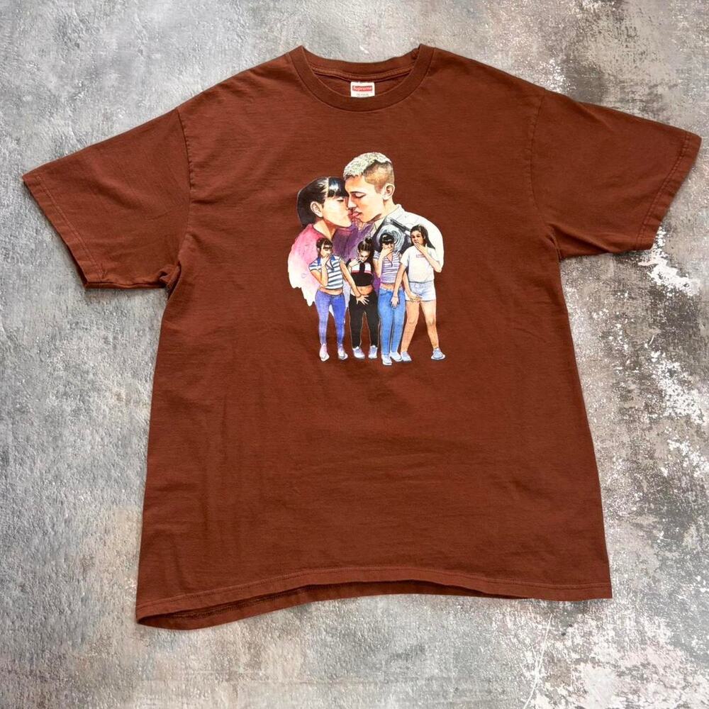SS 17 Supreme Kiss T Shirt. Brown Size Large